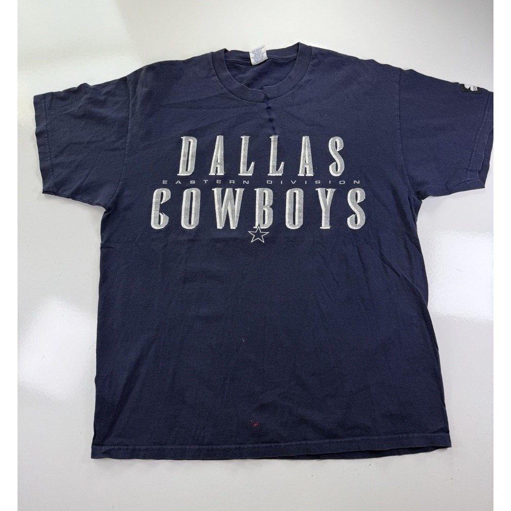 Vintage 90s Starter Dallas Cowboys T-Shirt Large NFL USA blue tee *distressed